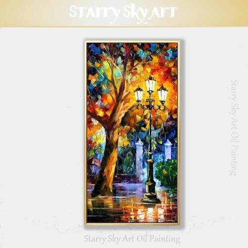 Popular Wall Fine Art Hand-painted Textured Knife Landscape Garden Oil Painting on Canvas Thick Oil Painting For Wall Decoration