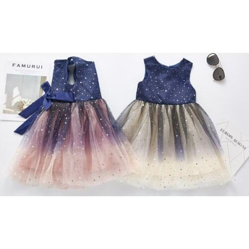 Sequined Stars Girls Dress Ball Gowns Wedding Evening Party Gowns Sleeveless Princess Dress Children Elegant Clothing For 4-13Y