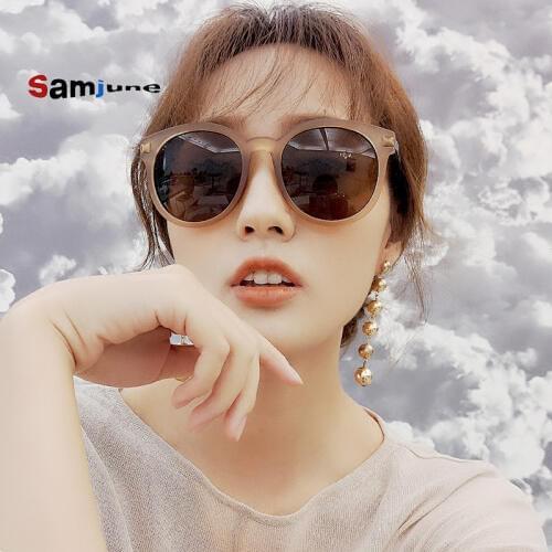 Samjune New Vintage Round Transparent Sunglasses Women Brand Designer Classic Candy Color Sun Glasses Driving Glasses