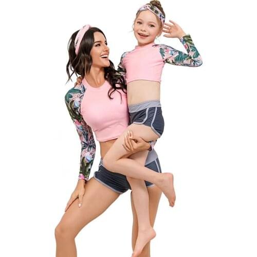 Family Outfits Matching Swimwear Tankini Swimsuit Women Girl Swimming Suits New Beachwear Bathing Wear Surfsuit Long Sleeve