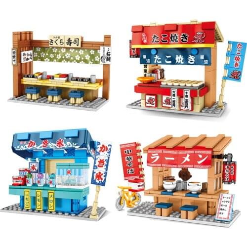Japanese Style Mini Street View Shop Store Models Educational Building Blocks Toys for Kids DIY Birthday Gift Sembo Small Bricks