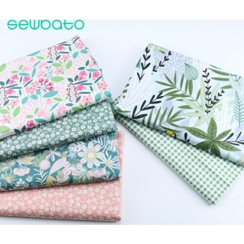 SEWBATO Thin Cotton Fabric Patchwork For DIY Sewing Scrapbook Cloth Tissue For Quilt Needlework Pattern 6Pcs/Lot