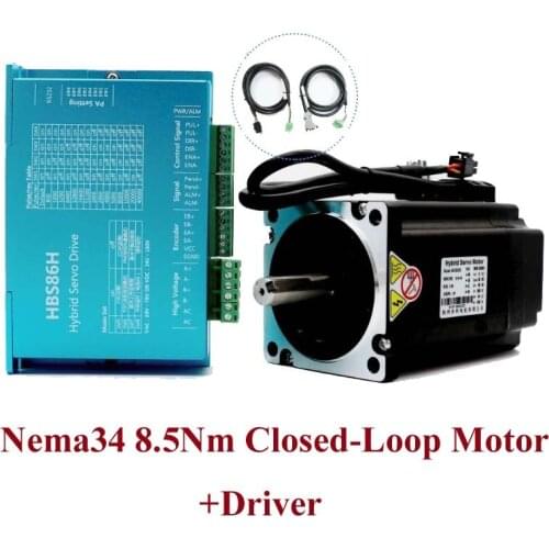 Free Shipping Nema34 8.5Nm 86 Closed-loop Kit Stepper Motor Encoder Hybrid Servo Driver HBS860H With 1.5M lines
