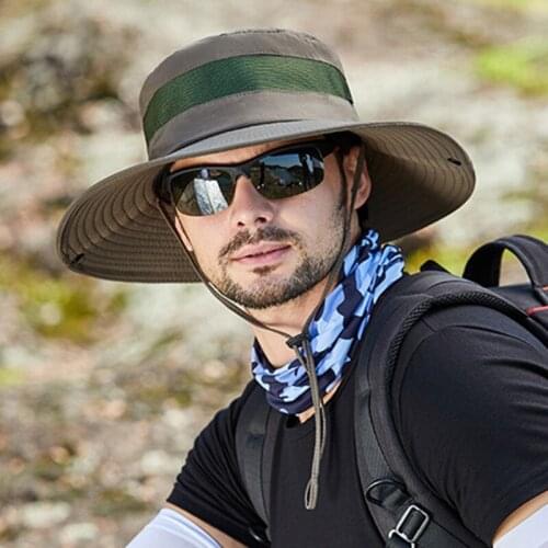 New Summer Mens Mesh Breathable Bucket Hats Flat Cap Foldable Wind Rope Fixed Women Beach Hat Panama Hat Couples Fishing Caps