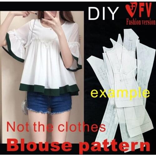 Sewing drawings female soil short style cute lotus leaf sleeve shirt garment structure pattern BCY-87