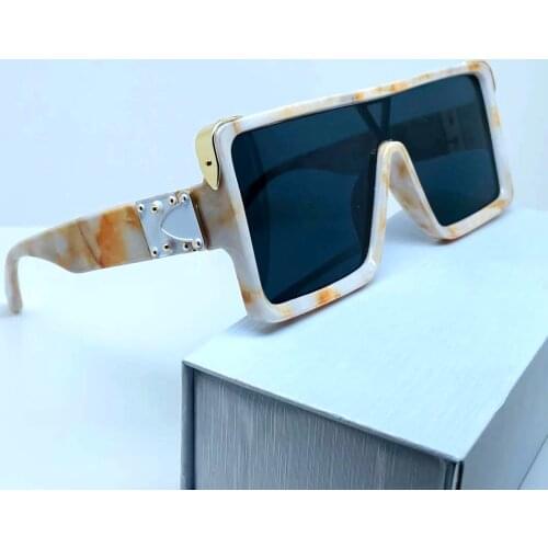 Oversized Shades Flat Top Beige Square Sunglasses For Men Women Fashion 2021 UV400 Glasses Luxury Brand Designer Street Eye Wear