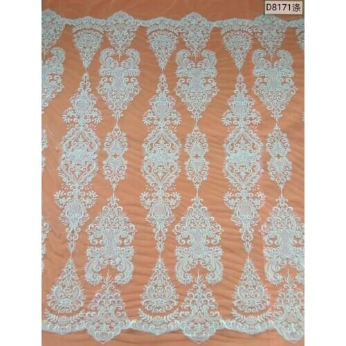 High quality Embroidery lace fabric/french beaded lace lace fabric appliques For Wedding Dress 10 Yards/ lot