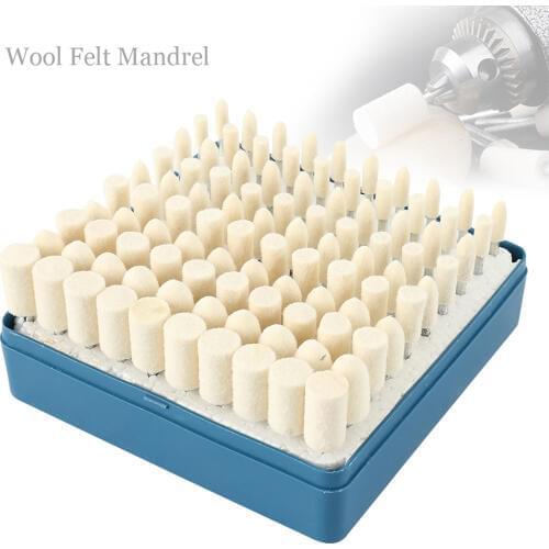 100Pcs Wool Felt Polishing Buffing Wheel Grinding Polishing Pad Shanks for Rotary Tool Electric Grinding Accessories