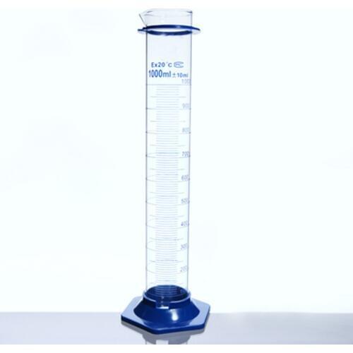 2 pieces/pack 1000mL Hexagonal Glass Mmeasuring cylinder Borosilicate Chemistry Glass Graduated Cylinder