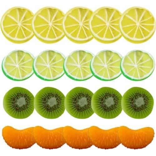 20pcs Artificial Fruit Slice Realistic PVC Simulation Lemon Slice Photography Prop For Restaurant Wedding Party Home Decoration