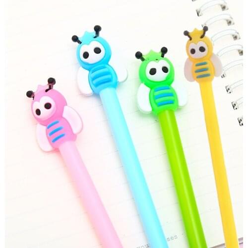 24pcs Cute Kawaii Honey Bee Gel Pens Funny Ballpoint Rollerball School Office Supply Accessory Material Stationery Store Thing