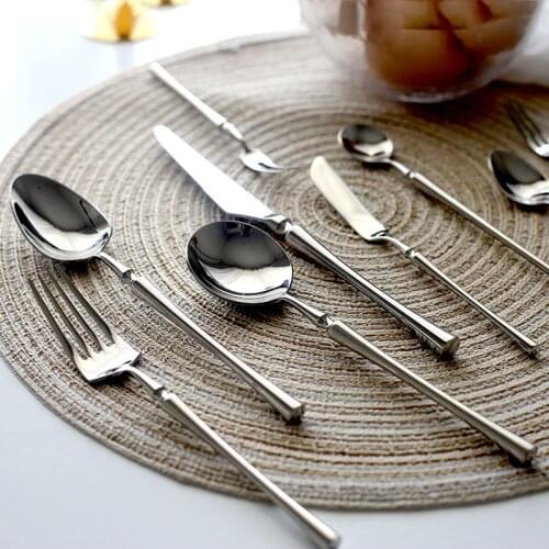 304 Mirror Stainless Steel Dinner Knife Fork Spoon Dinnerware Set Luxury Cutlery Silverware Steak Coffee Dessert Fruit Tableware