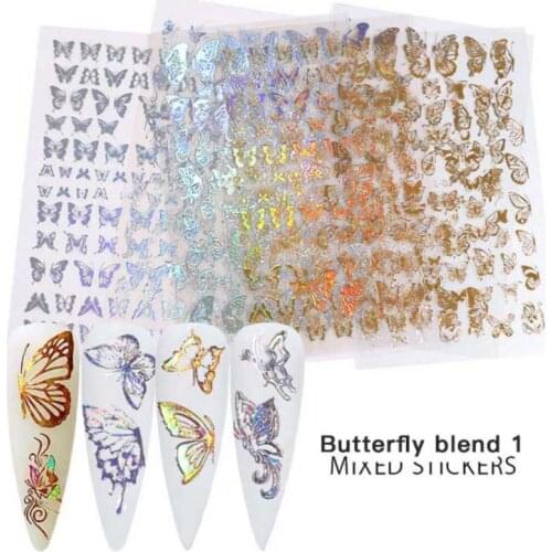 3D Butterfly Nail Art Stickers Adhesive Sliders Colorful Nail Transfer Decals Foils Wraps Decorations Nail Art Laser Man TSLM1