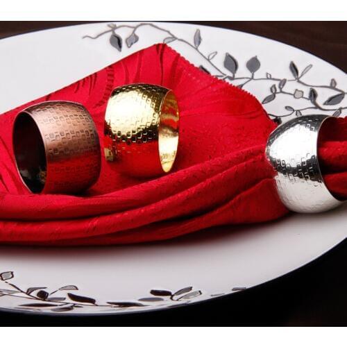 4pcs/lot new hotel model room drum-shaped metal napkin buckle napkin rings soft loading table decorations silver