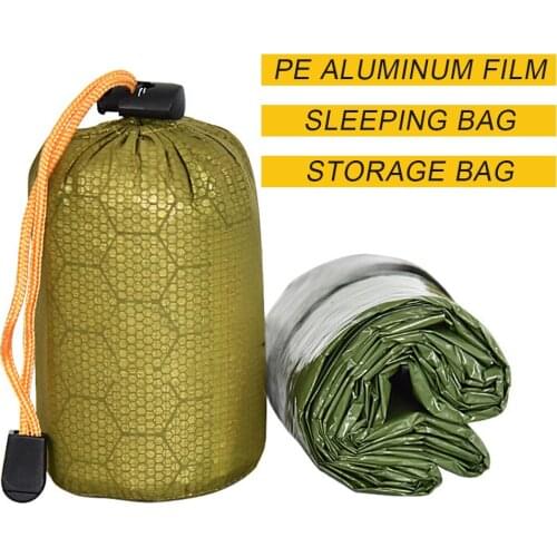 Emergency Sleeping Bag Emergency First Aid Sleeping Bag PE Aluminum Film Tent For Outdoor Camping and Hiking Sun Protection