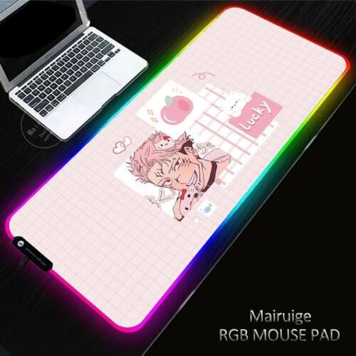 Anime Jujutsu Kaisen RGB Large Gaming 900x400/350X600MM Cute Girly Mouse Pad LED Lighting XXL Mousepad Gamer Computer Desk Mat