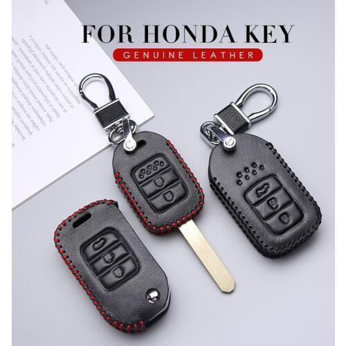 KUKAKEY Genuine Leather Car Key Case Cover Car Styling For Honda Spirior Fit Civic Accord City CB400 CRV Jazz HRV Key Bag Holder