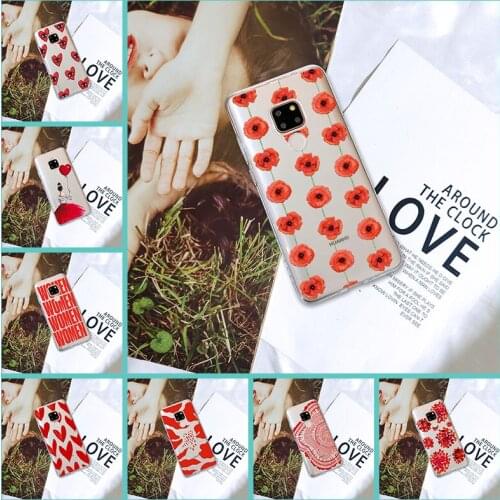 Red Flower Heart Women Phone Case For Huawei Mate 9 10 20 Lite Soft Silicone Back Cover For Huawei Mate 7 8 9 10 20 Pro Case