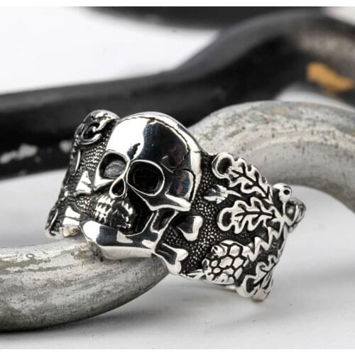 Unique Silver Rings for Men Vintage Punk Rock Cool Skull Ring 925 Sterling Silver Ring Fashion Men rings Jewelry Birthday Gift