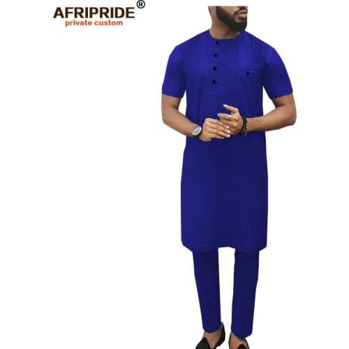 2019 African Men Clothing Set Dashiki Long Coats Print Shirts and Ankara Pants Tribal Outfits Tracksuits AFRIPRIDE A1916011