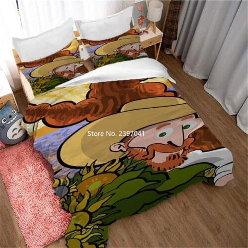 High Saturation Abstract Pattern Oil Painting Girls and Boys Bedding Set Full-size Bedding Quilt Covers Pillowcases for Children