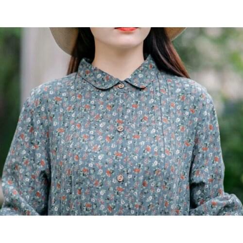 Lamtrip Unique Romantic Full Flowers Print Cotton Dress Spring 2021 Mori Girl Robe