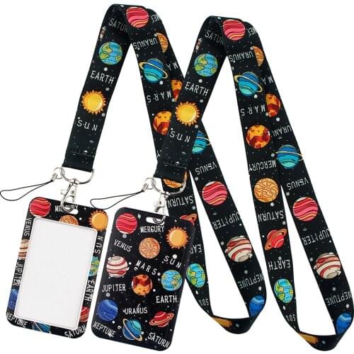 LT379 Eight Planets Astronomy and Universe Key lanyard Car Keychain ID Card Pass Gym Mobile Phone Key Ring Badge Holder Jewelry