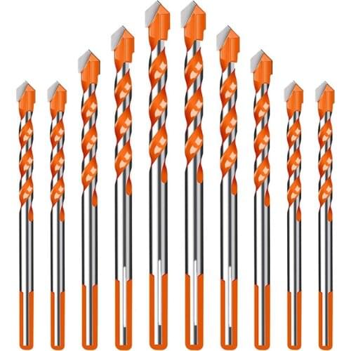 10 Pcs Triple-cornered Masonry Drill Bit Set Multifunctional Concrete Drill Bits Ultimate Drill Bits Cement Drill Bits