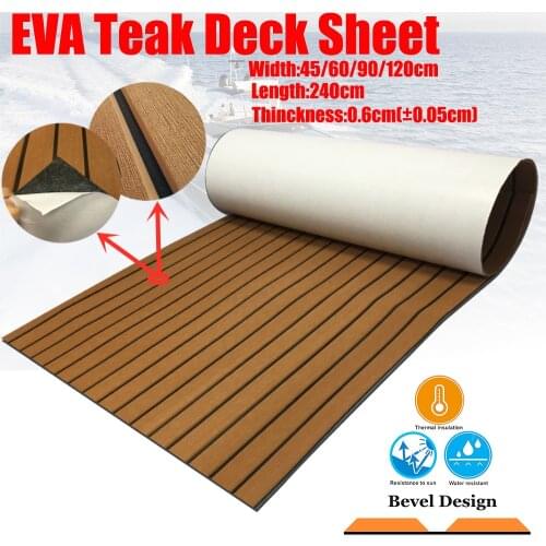 EVA Teak Decking Sheet for Boat Yacht Marine Flooring Light Brown in Black Boat Accessories