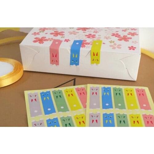 Wholesale baking packaging creative seal affixed with a long strip of small cat lovely decorative gift stickers 100pcs