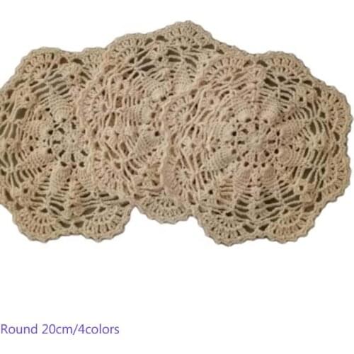 Luxury lace cotton table place mat pad Cloth crochet round placemat cup mug wedding tea coffee coaster dining doily kitchen
