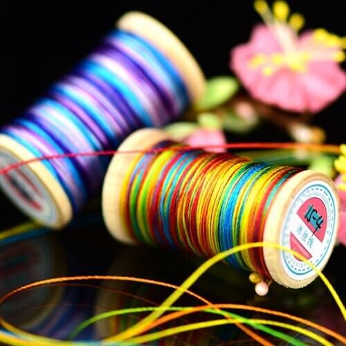 Hand-woven embroidery thread Tassels Line Roll Of 0.3mm polyamide fibre line 50M High strength 3 Strands Thread multicolour