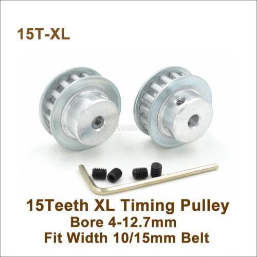 POWGE 15 Teeth XL Synchronous Pulley Bore 4-12.7mm Fit W=10/15mm XL Timing Belt 15T 15Teeth XL Pulley Machine Accessories 15-XL