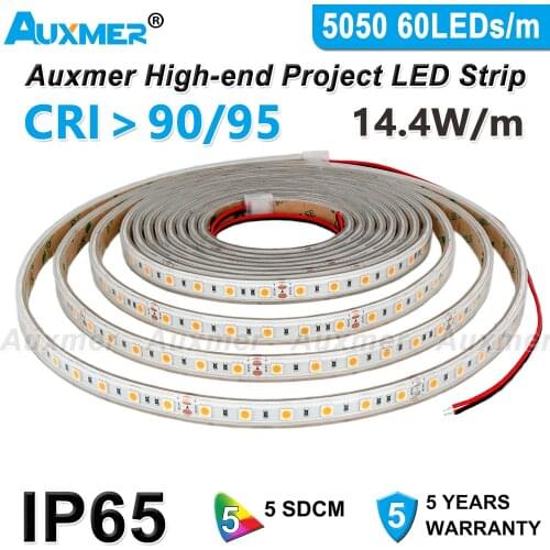 5050 60LEDs/m LED Strip,CRI95 CRI90 IP65,DC12V/24V,300LEDs/Reel,5m/Reel,Waterproof for Advertising light boxes,kitchen,Freezer