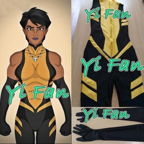 Yellow and Black Spandex Zentai Cosplay Costume Costume Superhero Halloween costume for woman Custom Made