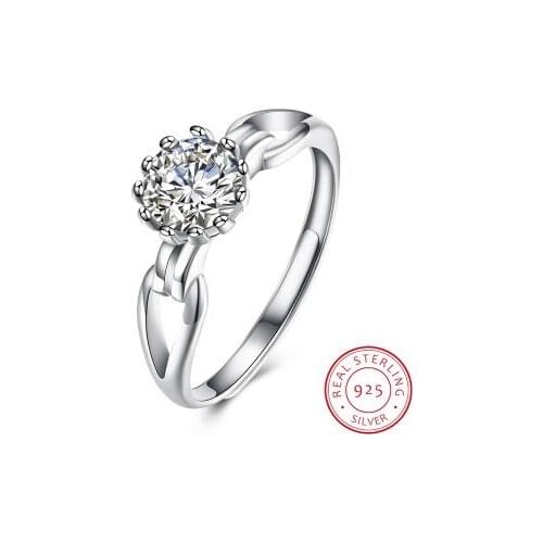 Brand 100% Pure 925 Sterling Silver Ring Set Luxury 0.75 Carat CZ Diamant Wedding Rings For Women Sizeable Ring ESH-R0004