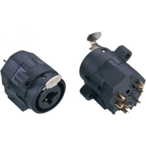 2PCS 7PIN Straight XLR Connector Dual Functions 3Pin XLR Female Jack Socket Panel Mount+Audio Jack 6.35mm Female Powercon Jack