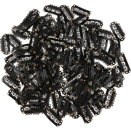 2021 NEW 100pcs Metal Snap Clips Grip For Feather Hair Extensions Wigs Weft Hairpiece U Shape Metal Clips for Wigs 28mm