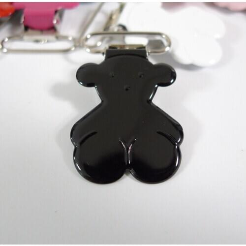 25PCS 1" 25mm #01 BLACK Color Teddy Bear Suspender Clips Pacifier Holder Clips