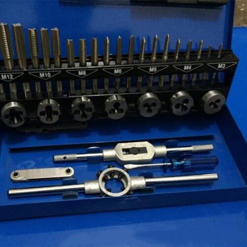 32pc Metric M3-M12 tap wrench die set for metalworking screw thread hand tool combination home hardware tools