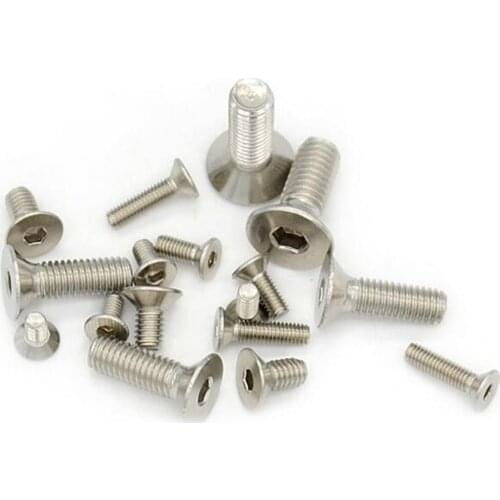 50PCS M2 M2.5 Stainless Steel Flat Head Screw Countersunk Hex Socket Cap Bolt Countersink Bolts