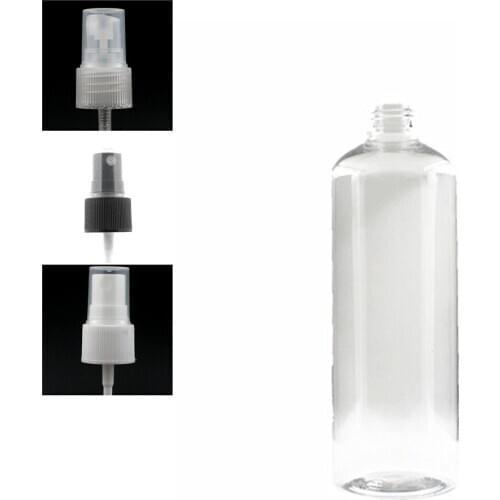 500ml empty plastic bottle , clear pet bottle with transparent/white/black fine mist,atomizer sprayer