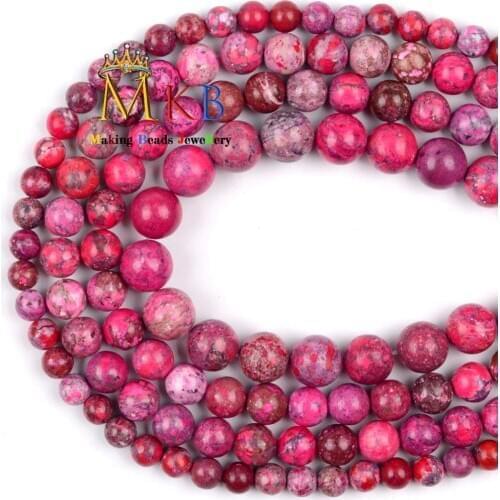 6 8 10mm Natural Stone Magenta Imperial Turquoises Round Jaspers Beads For Jewelry Making Diy Bracelet Necklace Findings 15"