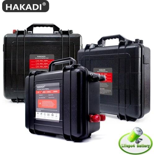 HAKADI 12V100Ah 12V200Ah 24V100Ah Lifepo4 Rechargeable Battery With Bluetooth For RV Boat Solar Panel Outdoor Power Supply
