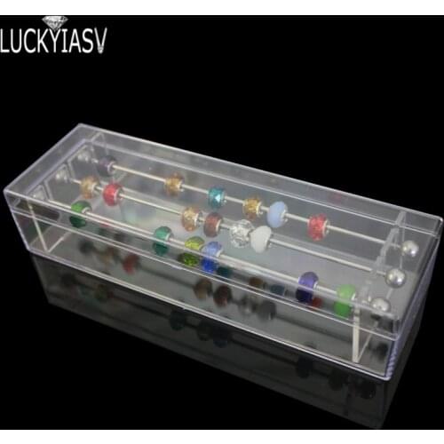 Acrylic Pandora Charm Beads Bracelet Jewelry Display Storage Box Troll Beads Ring Holder Show Case Organizer with Cover Package