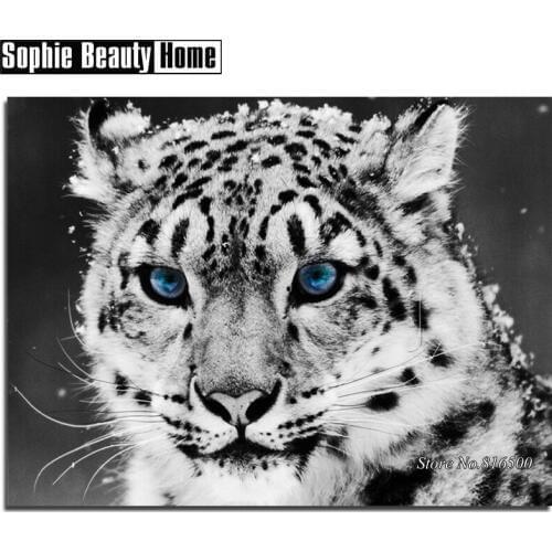 Diamond Embroidery Animal Snow Leopard Mosaic Crystal 5D Cross Stitch Full Drill Diamond Painting DIY Wedding Wall Decor 187220