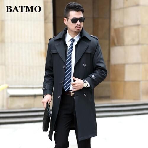 BATMO 2019 new arrival winter&autumn high quality wool thicked trench coat men,mens long wool jackets,plus-size S-XXXL