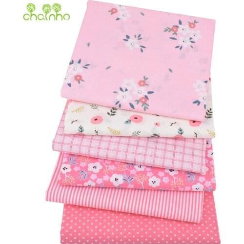 Chainho,Cotton Plain Thin Fabric,Pink Floral Patchwork Clothes For DIY Quilting & Sewing Cushion,Toy,Bags Fat Quarters Material