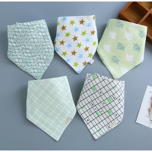 Baby Bibs Child Supplies Thin Cotton Super Cute Cartoon Baby Triangle Scarf Newborn Accessories Feeding Burp Cloth 5 pcs/lot