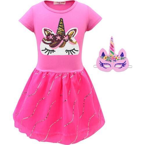 2019 new childrens unicorn dress girls mesh Halloween cosplay performance show dress
